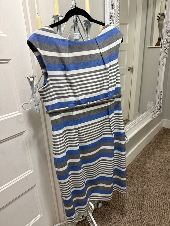 Calvin Klein Dresses & Skirts - Calvin Klein Blue, Gray and White Striped Midi Sheath Dress